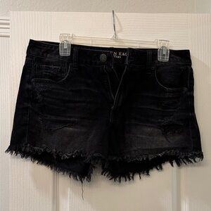 American Eagle Outfitters Black Distressed Denim Jean Shorts